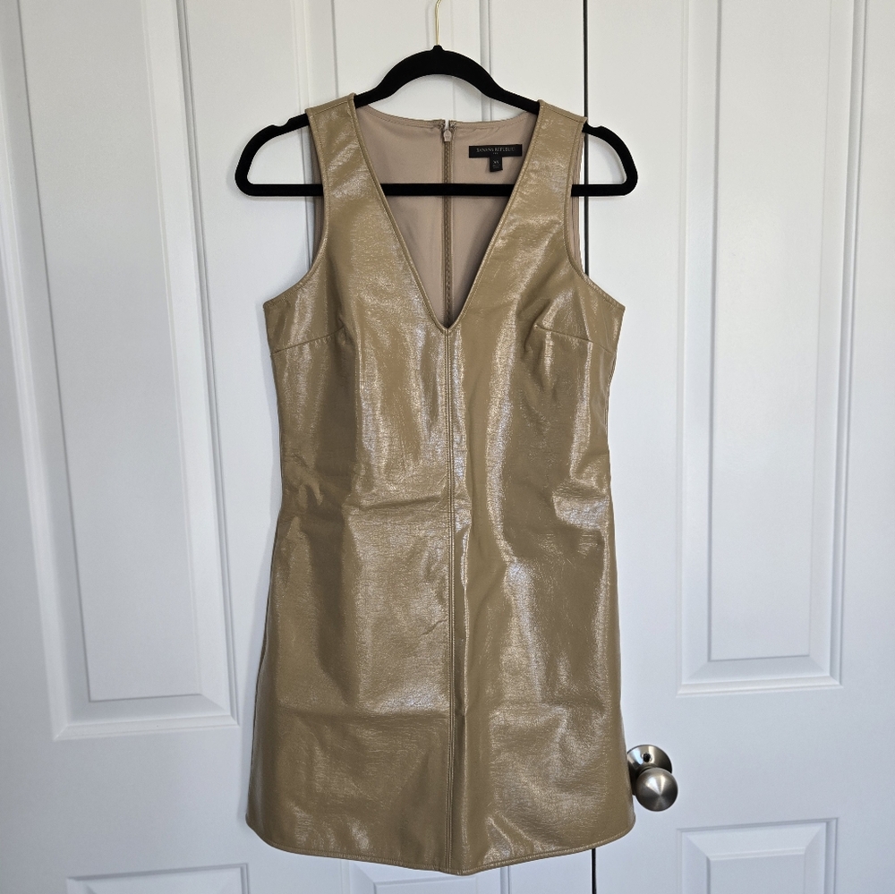 Banana Republic faux leather mini dress in camel size xs fits like small